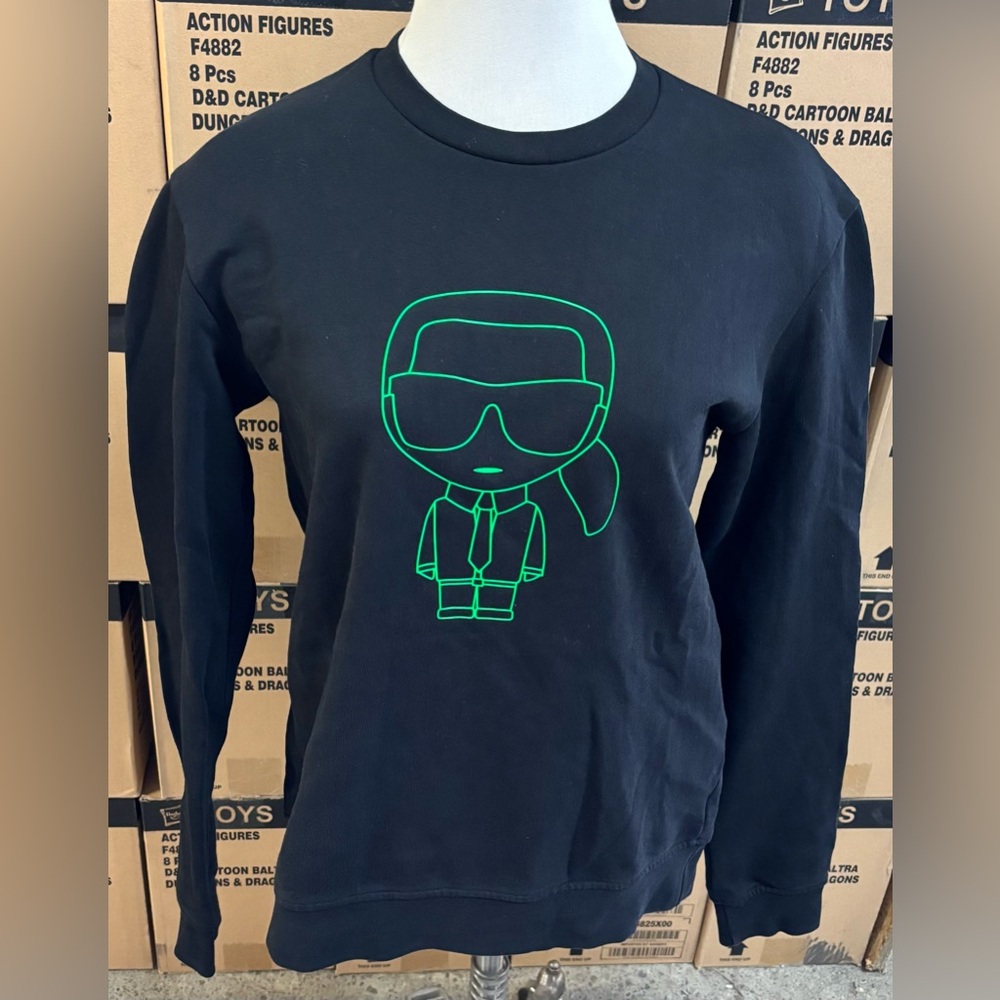 Karl Lagerfeld Men Black Prints Long Sleeve Sweatshirt